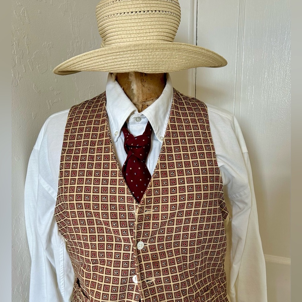 Vintage 50's printed corduroy vest with adjustable back